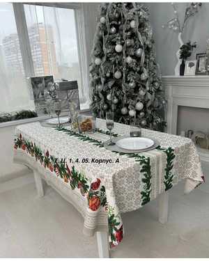 Новогодняя скатерть Состав хлопок+лён Размер 150 на 220см