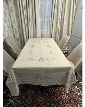 Скатерть лён с вышивкой Размер 150 на 220см