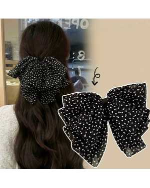 шифоновая заколка бантик в горошек