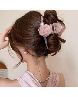 Заколка-краб с цветком и с жемчугом