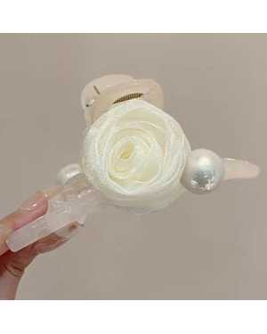 Заколка-краб с цветком и с жемчугом