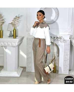 ЖЕНСКИЙ КОСТЮМ ДВОЙКА В РАЗМЕР ТКАНЬ ТКАНЬ ШТАНЫ БАРБИ, ТКАНЬ РУБАШКА ЛАЙТ