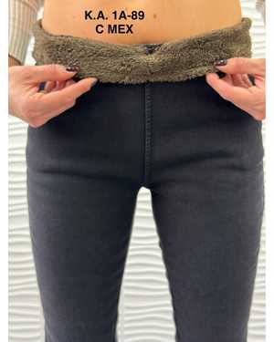 ДЖЕГГИНСЫ В РАЗМЕР ТКАНЬ ДЖИНС НА МЕХУ