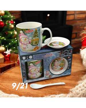 Подарочный набор кружек на Новый год Материал: керамика Объём: 330мл В наборе входит 1 шт кружка 1 шт ложка 1 шт блюдце В подарочной коробке Без выбора