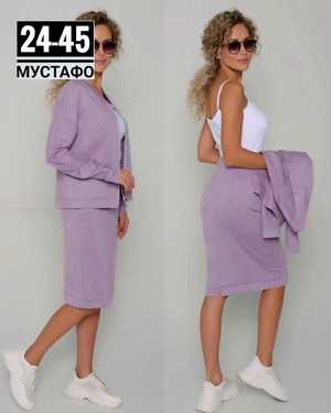ЖЕНСКИЙ КОСТЮМ ДВОЙКА ТКАНЬ ТРИКОТАЖ