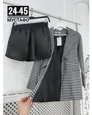 ЖЕНСКИЙ КОСТЮМ ДВОЙКА В РАЗМЕР ТКАНЬ ЭКО-КОЖА