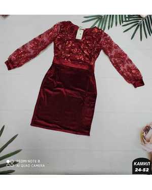 ПЛАТЬЕ В РАЗМЕР ТКАНЬ ГИПЮР С ПОДКЛАДКОЙ, ВЕЛЮР