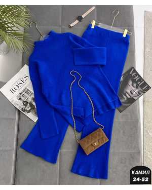 ЖЕНСКИЙ КОСТЮМ ДВОЙКА ТКАНЬ ВЯЗАНЫЙ ЛАПША