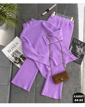 ЖЕНСКИЙ КОСТЮМ ДВОЙКА ТКАНЬ ВЯЗАНЫЙ ЛАПША