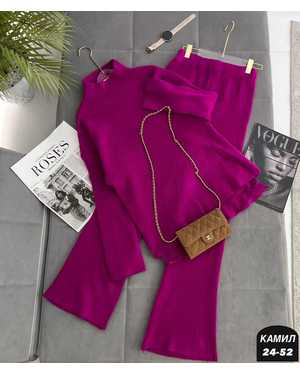 ЖЕНСКИЙ КОСТЮМ ДВОЙКА ТКАНЬ ВЯЗАНЫЙ ЛАПША