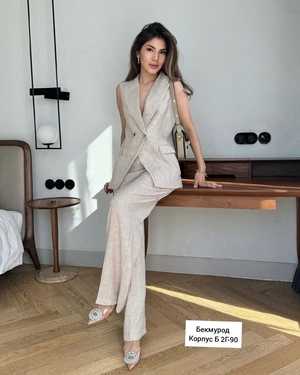 ЖЕНСКИЙ КОСТЮМ ДВОЙКА В РАЗМЕР ТКАНЬ ФРАНЦУЗСКОГО ЛЕН