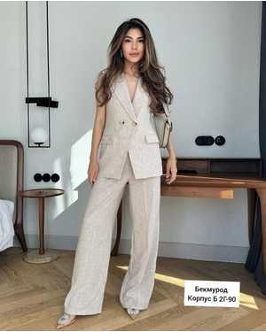 ЖЕНСКИЙ КОСТЮМ ДВОЙКА В РАЗМЕР ТКАНЬ ФРАНЦУЗСКОГО ЛЕН