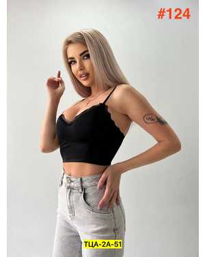 Женский топ с поролоном. Состав : полиамид, эластан