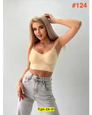 Женский топ с поролоном. Состав : полиамид, эластан