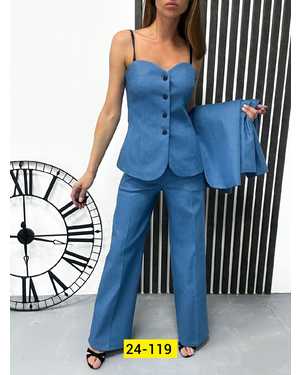 ЖЕНСКИЙ КОСТЮМ ТРОЙКА ТКАНЬ ДЖИНС