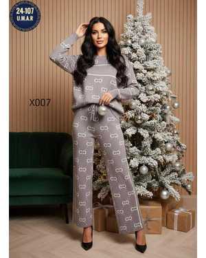 ЖЕНСКИЙ КОСТЮМ ДВОЙКА ТКАНЬ ВЯЗАННЫЙ + СТРАЗ