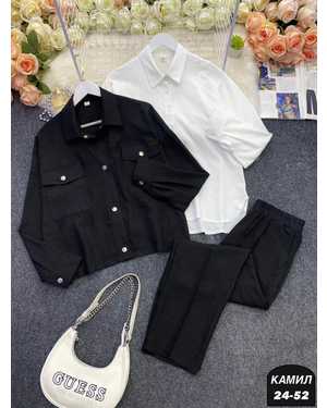 ЖЕНСКИЙ КОСТЮМ ТРОЙКА ТКАНЬ Х/Б ФУТБОЛКА ЛАЙТ