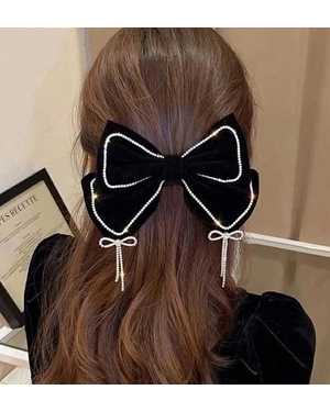 бархатная заколка для волос со стразами