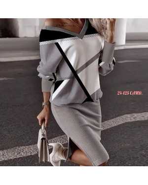 ЖЕНСКИЙ КОСТЮМ ДВОЙКА ТКАНЬ ТРИКОТАЖ ЛАПША ТУРЕЦКИЙ