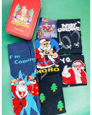 Новогодние мужские хлопковые носки УПАКОВКА 3 ПАРЫ Размер:41-46