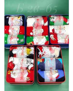 Новогодние мужские хлопковые носки УПАКОВКА 3 ПАРЫ Размер:41-46