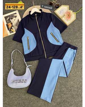 ЖЕНСКИЙ КОСТЮМ ДВОЙКА ТКАНЬ ТРИКОТАЖ + ДЖИНСОВАЯ