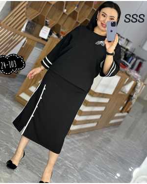 ЖЕНСКИЙ КОСТЮМ ДВОЙКА ТКАНЬ ТРИКОТАЖ ПЛОТНЫЙ