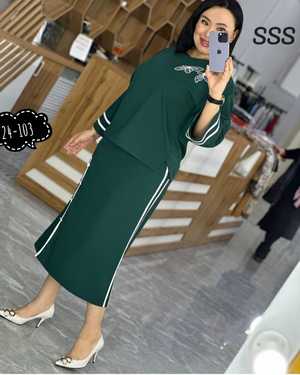 ЖЕНСКИЙ КОСТЮМ ДВОЙКА ТКАНЬ ТРИКОТАЖ ПЛОТНЫЙ