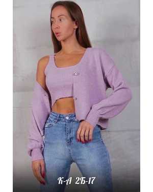 ЖЕНСКИЙ КОСТЮМ ДВОЙКА КАРДИГАН+ТОПИК