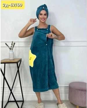 Распродажа. НАБОР ДЛЯ САУНЫ С РУКАВАМИ САРАФАН ВЫСОТА 105 СМ ШИРИНА 130 СМ + ЧАЛМА (ШАПКА) 26/35 СМ без выбора цвета