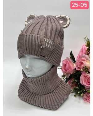 КОМПЛЕКТ ШАПКА СО СНУДОМ ОТ 3 ДО 8 ЛЕТ РАЗМЕР: ОТ 3-8 ЛЕТ 30% ШЕРСТЬ, 70% АКРИЛ СЕЗОН ЗИМА