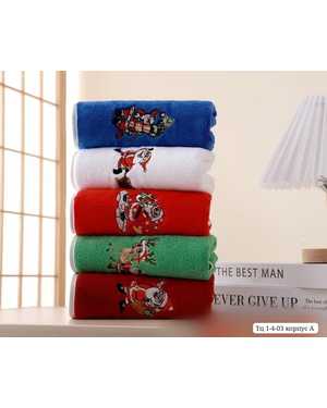 Новогоднее полотенце. Размер: 35*75 см В упаковке 5 шт, разные цвета