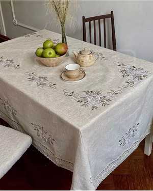 Скатерть лён с вышивкой. Размер 150 на 310см
