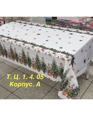 Новогодняя скатерть 100% полиэстер. Размер 150 на 220см