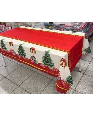 Новогодняя скатерть 100% полиэстер. Размер 150 на 220см