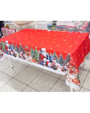 Новогодняя скатерть 100% полиэстер. Размер 150 на 220см