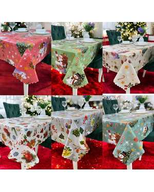 Новогодняя скатерть клеёнка. Размер Размер 110на140см без выбора