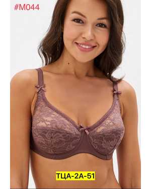 Женский Бюстгальтер полу поролон, с косточкой, Нижние чашки на дубляже с хлопком