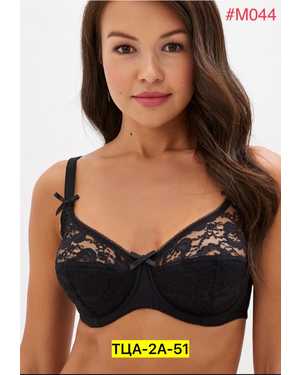 Женский Бюстгальтер полу поролон, с косточкой, Нижние чашки на дубляже с хлопком