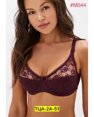 Женский Бюстгальтер полу поролон, с косточкой, Нижние чашки на дубляже с хлопком