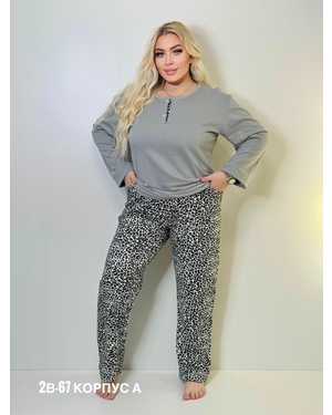 ПИЖАМА С НАЧЁСОМ В РАЗМЕР ТКАНЬ ХЛОПОК