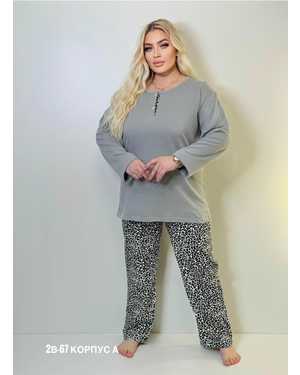 ПИЖАМА С НАЧЁСОМ В РАЗМЕР ТКАНЬ ХЛОПОК