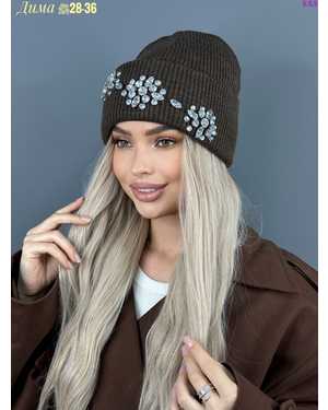 ШАПКА ДВОЙНАЯ ТЕПЛАЯ С КАМНЯМИ ОТ 8 ЛЕТ ДО 81 ЛЕТ РАЗМЕР: ОТ 8 ЛЕТ ДО 81 ЛЕТ 70% ШЕРСТЬ, 30% АКРИЛ СЕЗОН ЗИМА