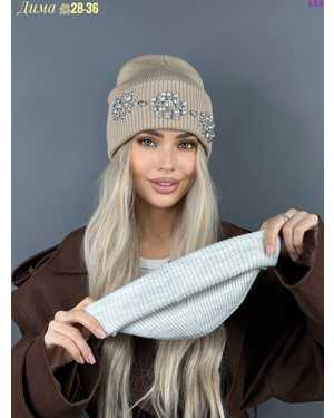 ШАПКА ДВОЙНАЯ ТЕПЛАЯ С КАМНЯМИ ОТ 8 ЛЕТ ДО 81 ЛЕТ РАЗМЕР: ОТ 8 ЛЕТ ДО 81 ЛЕТ 70% ШЕРСТЬ, 30% АКРИЛ СЕЗОН ЗИМА