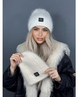 ШАПКА АНГОРА ДВОЙНОЙ ОТ 8 ДО 109 ЛЕТ РАЗМЕР: ЕДИНЫЙ 75 % АНГОРА, 15 % АКРИЛ, 15 % ШЕРСТЬ