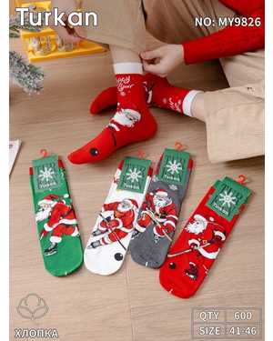 Новогодние мужские носочки Состав: Хлопок 90% Полиамид 8% Лайкра 2% Упаковка 10пар Размер:41-46