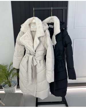 КУРТКА ТКАНЬ ПУХОВИК МЕХ ПО ВСЕЙ ДЛИНЕ