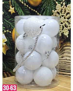 Игрушки для елки, пластик Размер шарики 6см набор 16шт