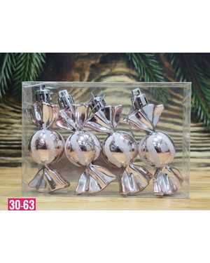 Игрушки для елки, пластик Размер 8см набор 4шт