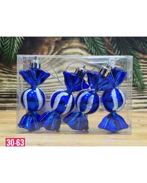 Игрушки для елки, пластик Размер 8см набор 4шт